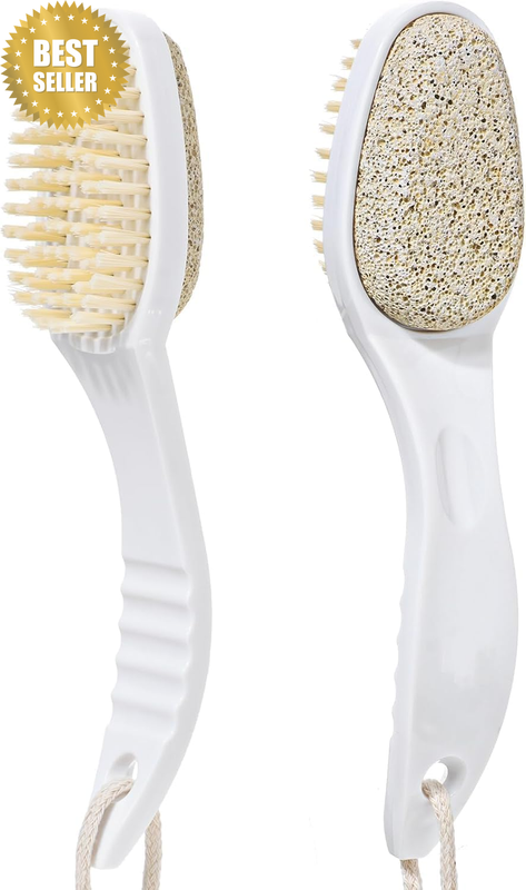 2 in 1 Foot Pumice Stone Brush, Foot Brushes & Pumice Exfoliator Pedicure Tools,