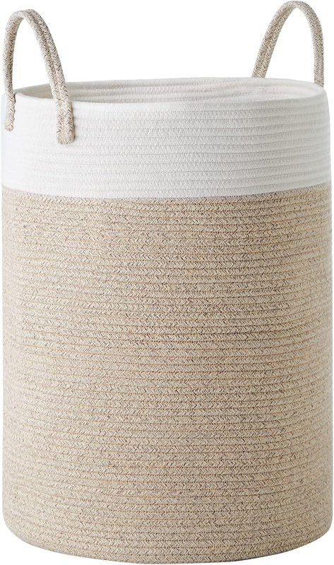 Cotton Rope Laundry Hamper by , 58L - Woven Collapsible Laundry Basket - Clothes