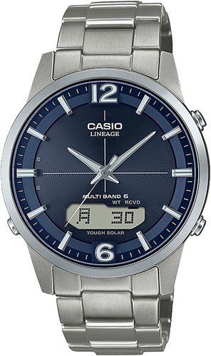 Pre-owned Casio Lineage Lcw-m170td-2ajf Solar Radio Titanium Blue Dial Watch Men Box