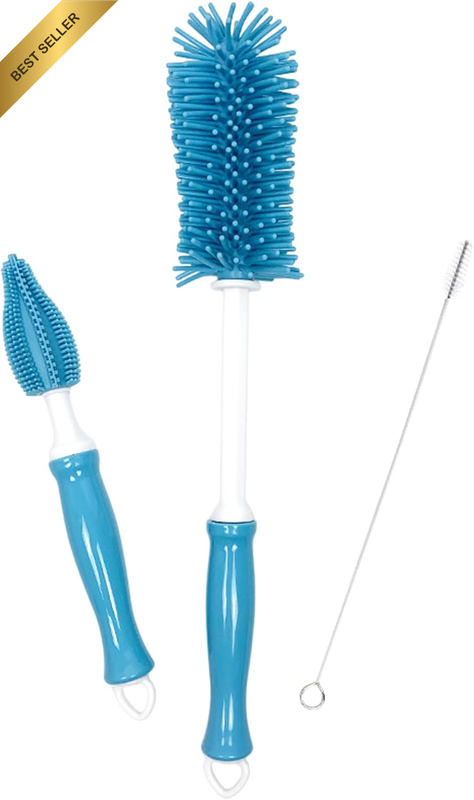 3 Pcs Silicone Bottle Brush Set, 12