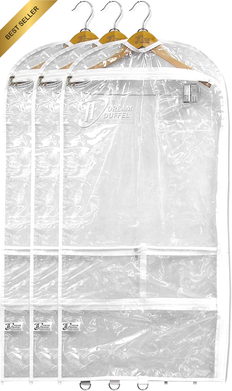 Clear Garment Bags for Dance Costumes 3-Pack, Regular-Size, Side Zipper Entry, S