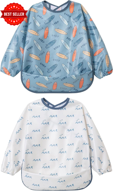 Baby Bib with Pocket Waterproof Toddler Bibs Infant Feeding Bibs for Boys and Gi