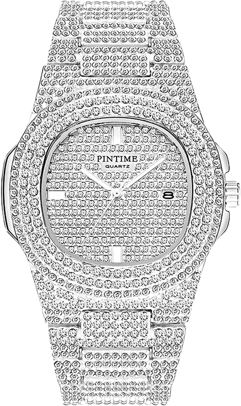 Iced Out Hip Hop Diamond Watch Men Women Crystal Bling Gold Silver Rose Gold