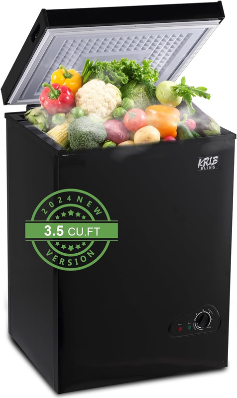 3.5 Cu.Ft Adjustable Thermostat Chest Freezer with Removable Storage Basket for