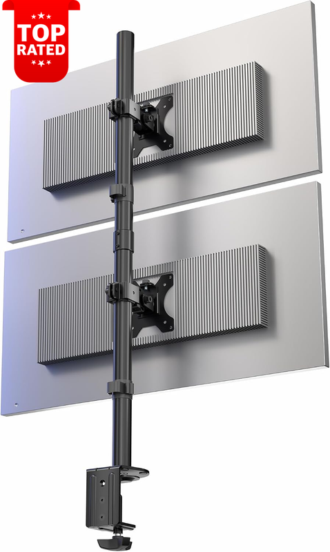 Dual LCD Monitor Desk Mount Stand Heavy Duty Stacked Holds 2 Screens up to 32"