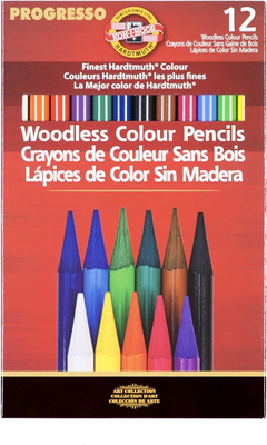 Koh-I-Noor Progresso Woodless Colored 12-Pencil Set, Assorte