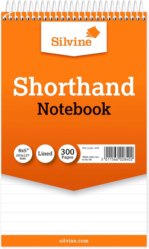 Silvine 8X5 Reporters Spiral Shorthand Notebook with 300 Pages Pack of 5