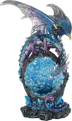 Dragon Statue on Sparkling Faux Crystal Cave Light up Color Changing LED Collect
