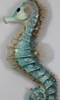 Shimmering Seahorses Pink Blue and Purple Christmas Holiday Ornaments Set of 3