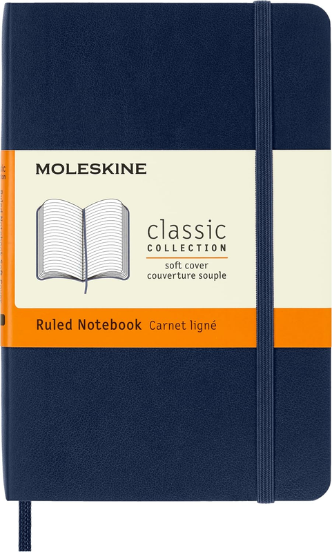 Classic Soft Cover Notebook - Ruled - Pocket - Sapphire Blue, (QP611B20)