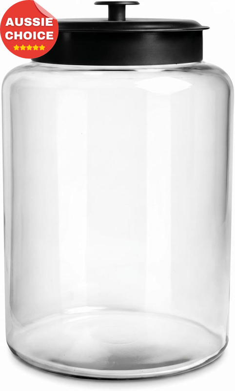 Montana 2.5 Gallon Glass Jar Black Lid Food Storage Canister Dishwasher Safe