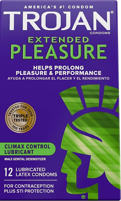 TROJAN EXTENDED PLEASURE Climax Control Extended Pleasure Condoms, 12 Count