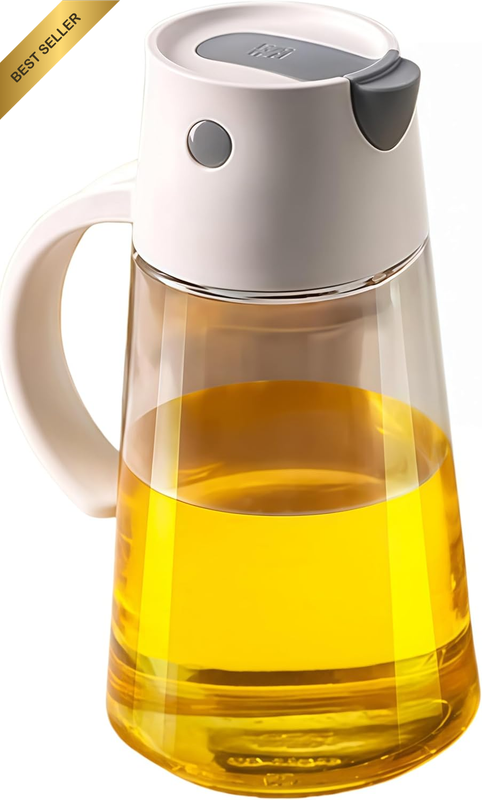 Olive Oil Dispenser Bottle for Kitchen, Auto Flip Cap Glass Cooking Oil Containe