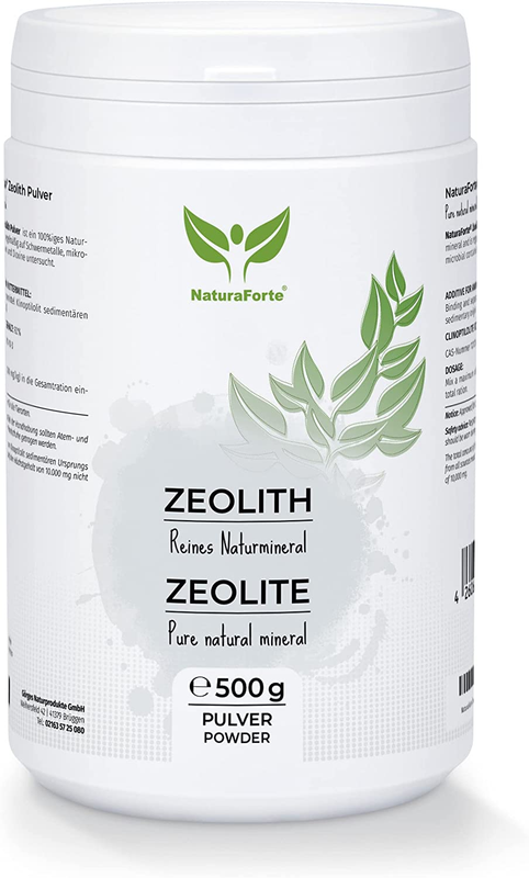 Naturaforte Zeolith Pulver 500G Klinoptilolith 92% Vulkanerde Extra Fein Gemahlen in Premium Qualität Ohne Zusätze Reines & Naturbelassenes Vulkangestein