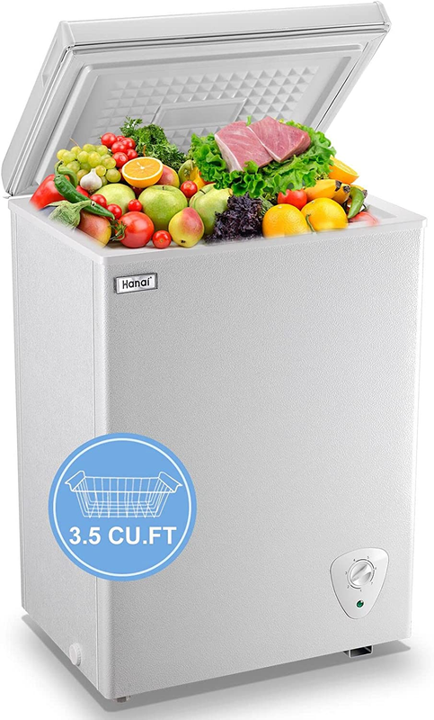Chest Freezer Small Deep Freezer 3.5 Cu.Ft Mini Freezer Whit