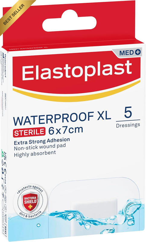 Waterproof XL Wound Dressings 6x7CM 5-Pack Transparent Bacteria Shield Plaster