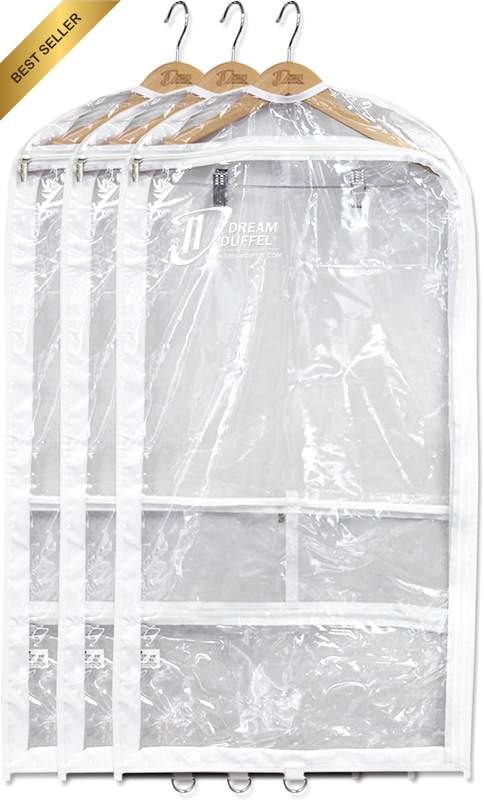 Clear Garment Bags for Dance Costumes 3-Pack, Gusseted, Regular-Size, Side Zippe