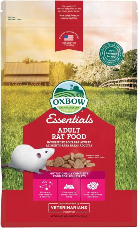 Oxbow Essentials Adult Rat Food - All Natural Adult Rat Food - Veterinarian Reco