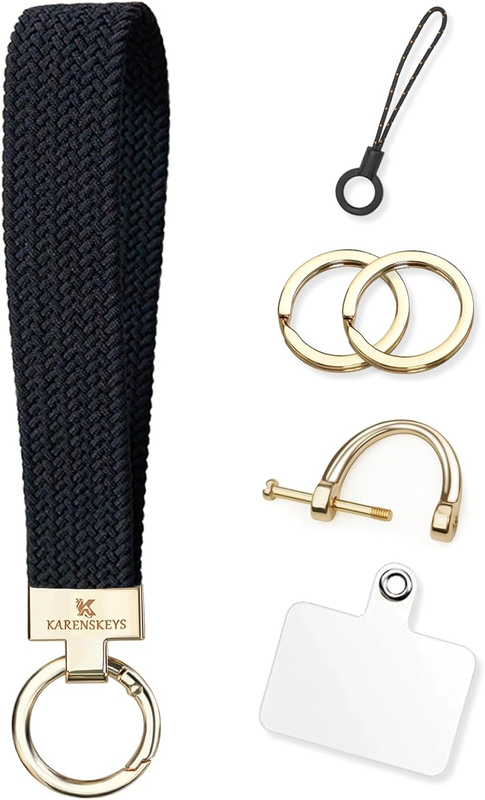 Stretchy Keychain Wristlet, Key Chain for Car Keys with D Ring, Wrist Lanyard Ke