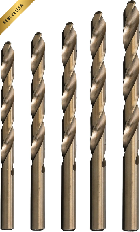 5 Piece M42 Cobalt Drill Bit Set in Plastic Pouch Case (1/4