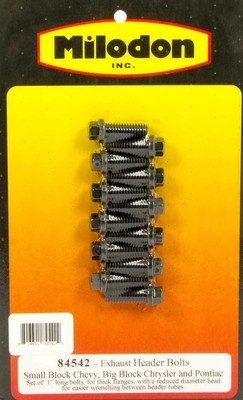 Milodon Header Bolt Kit - SBC 6pt. 3/8in x 1in 84542