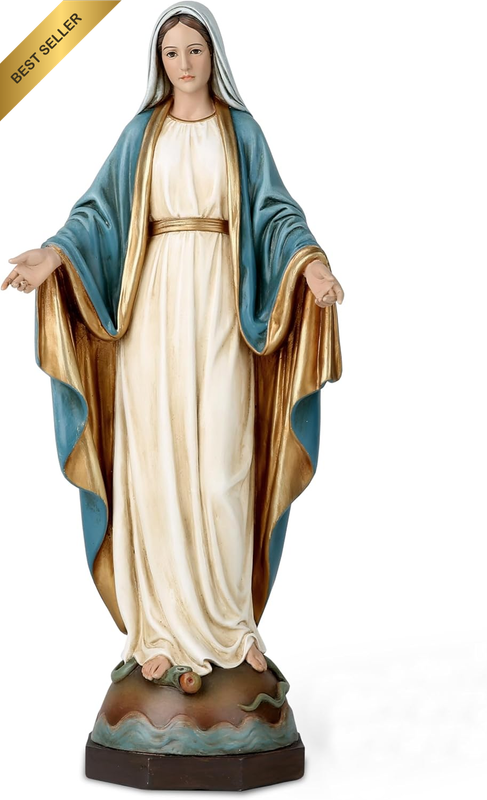 BC Catholic Our Lady of Grace Statue, Virgin Mary Figure for Altar, Religious Gi