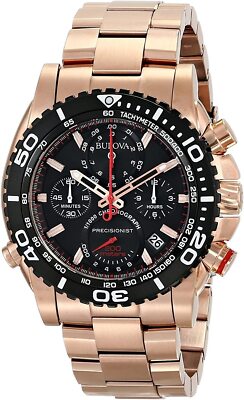 Pre-owned Bulova Rose Gold Mens Chronograph Watch Precisionist 98b213