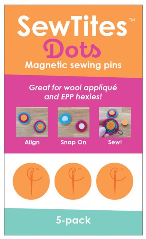 SewTites Dots 5 Pk Magnetic Sewing "Pins" Orange .75" Diam. ~Leaves no Pin Marks