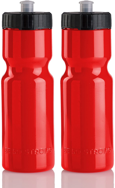 Sports Squeeze Water Bottle 2 Pk 22 Oz. BPA Free Easy Open Push/Pull Cap