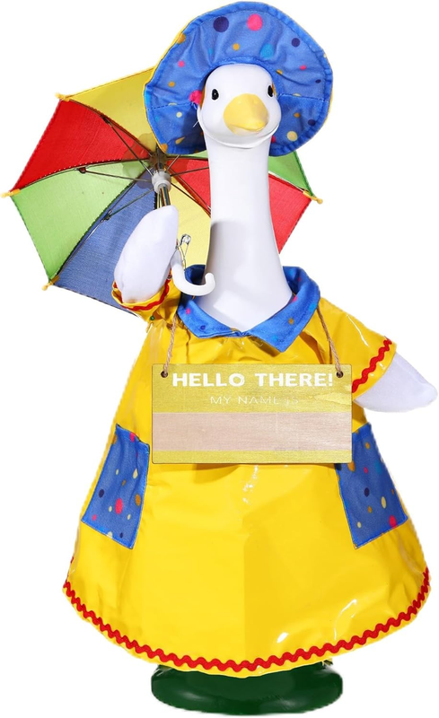 4 Pack Goose Garden Statue Outdoor Porch Yard Lawn Decor Outfit Raincoat Set