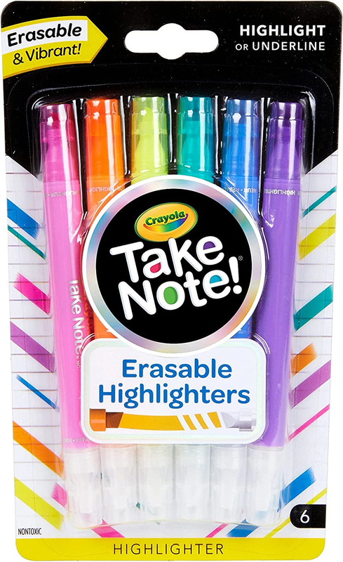 Take Note Erasable Highlighters, Cool School Supplies, Chisel Tip Markers6 Count