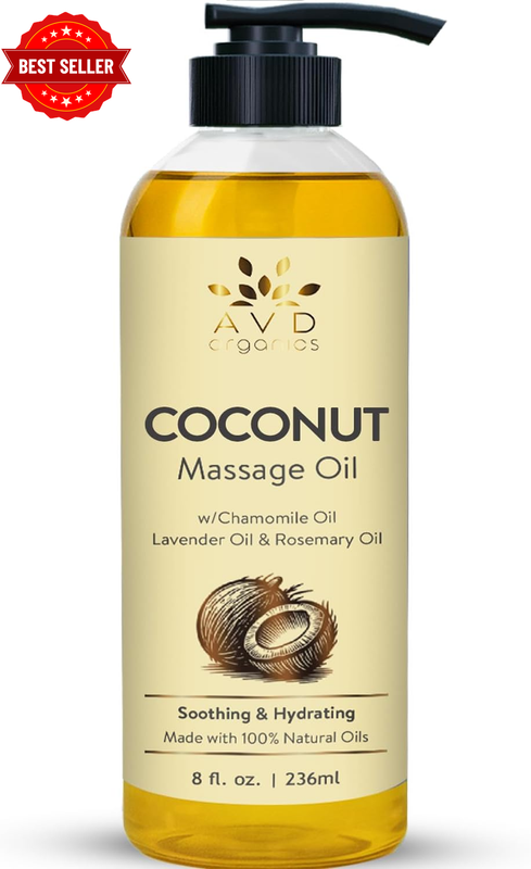 Coconut Massage Oil 236 Ml - Coconut Massage Oil Infused with Chamomile, Lavende
