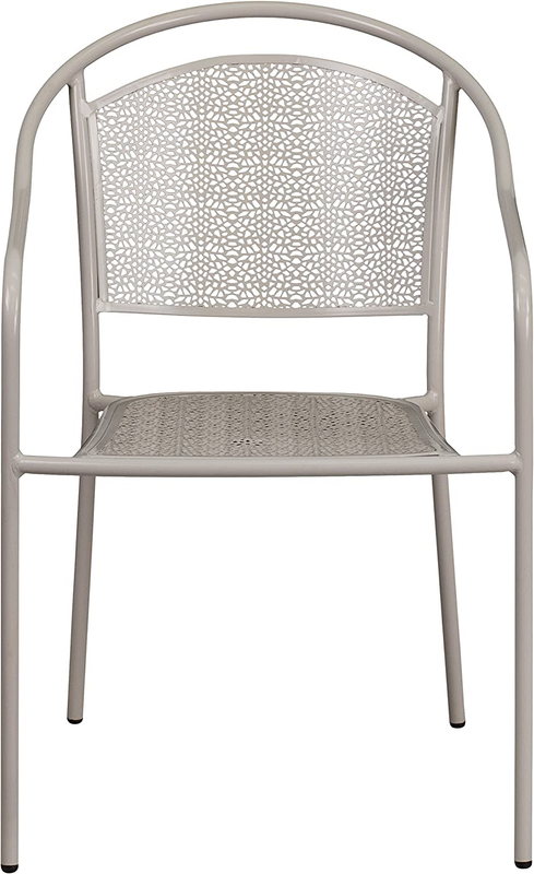 Oia Commercial Grade 5 Pack Light Gray Indoor-Outdoor Steel Patio Arm Chair with