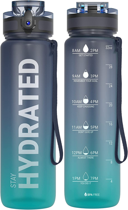 Water Bottles, 32Oz Motivational Sports Water Bottle with Time Marker - Times to