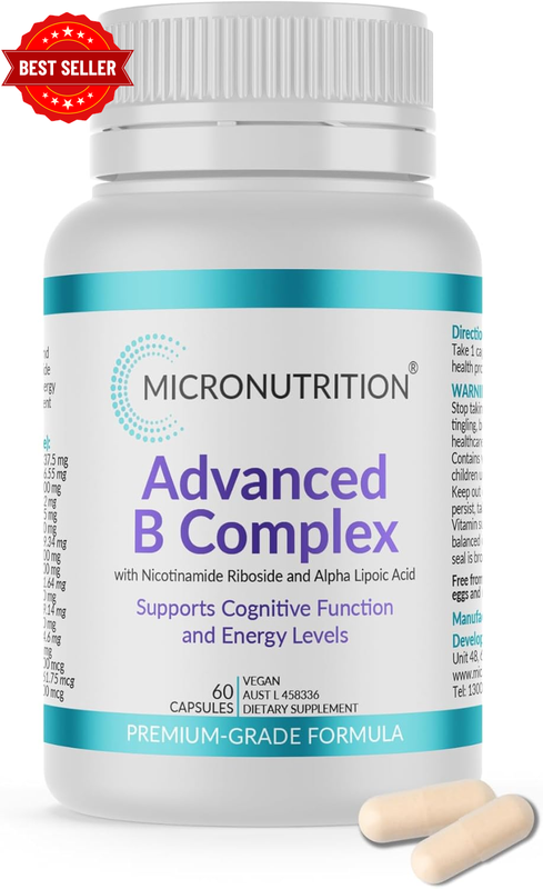Advanced B Complex, 8 Essential B Vitamins (60 Capsules)  | B1, B2, B3, B5, B6,