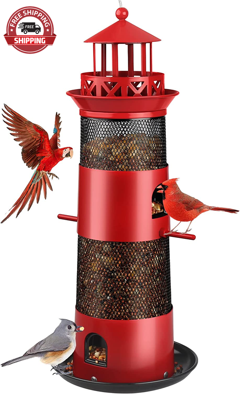 Bird Feeders for Outdoors Hanging, Squirrel Proof Wild Bird Feeder for Outside,