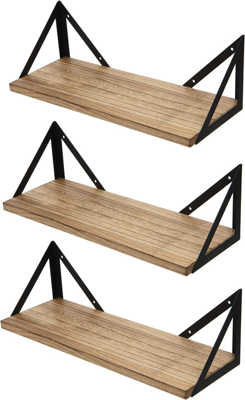Minori Floating Shelves Set of 3, Small Bookshelf Unit for Living Room, Office,