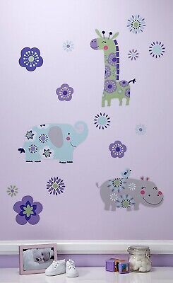 Carter's Zoo Collection Jungle Safari Floral Baby Wall Decals Includes 4 Sheets