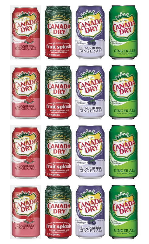 Canada Dry Ginger Ale Variety Pack, Cranberry Blackberry Splash, Regular 16 Cans