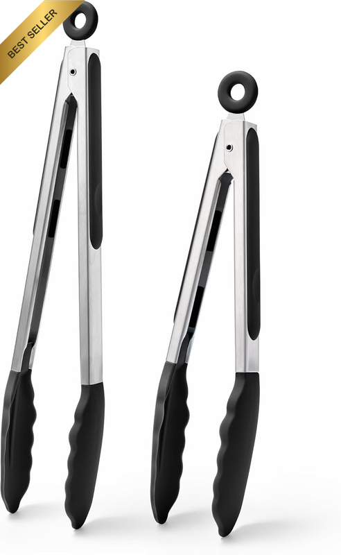 Kitchen Tongs for Cooking - 600°F Heat Resistant Food Tong Set with Non-Scratch