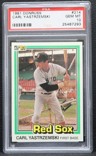 1981 CARL YASTRZEMSKI Donruss #214 Boston Red Sox HOF PSA 10 Gem ~ Free Shipping