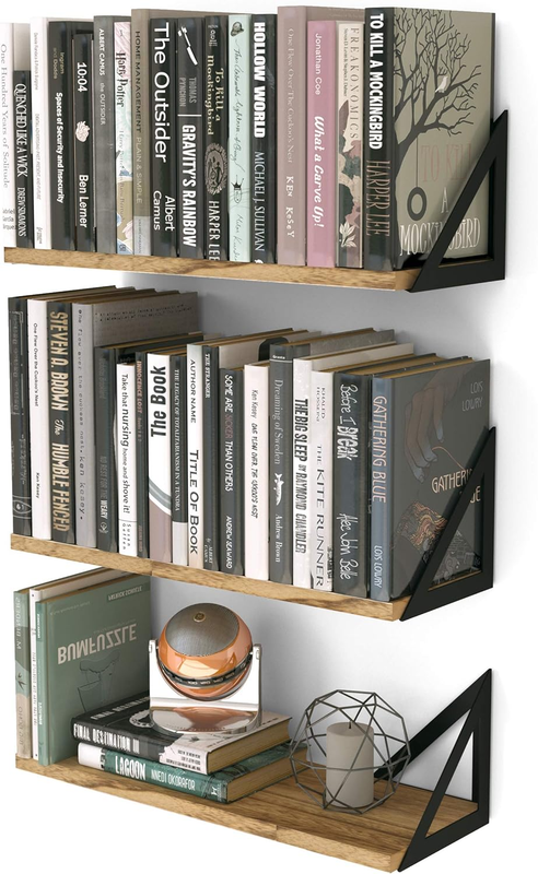 Wallniture Minori Floating Shelves Set of 3, Small Bookshelf Unit for Living Roo