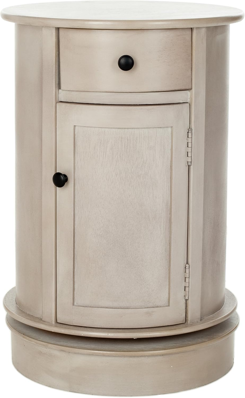 American Homes Collection Tabitha Vintage Grey Oval Swivel Storage End Table