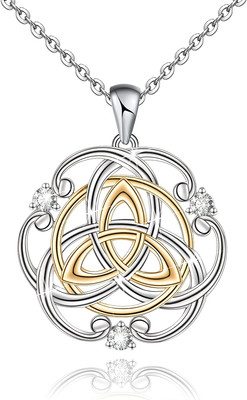 Irish Celtic Trinity/Dara Knot Pendant Necklace for Women S925 Sterling Silver C