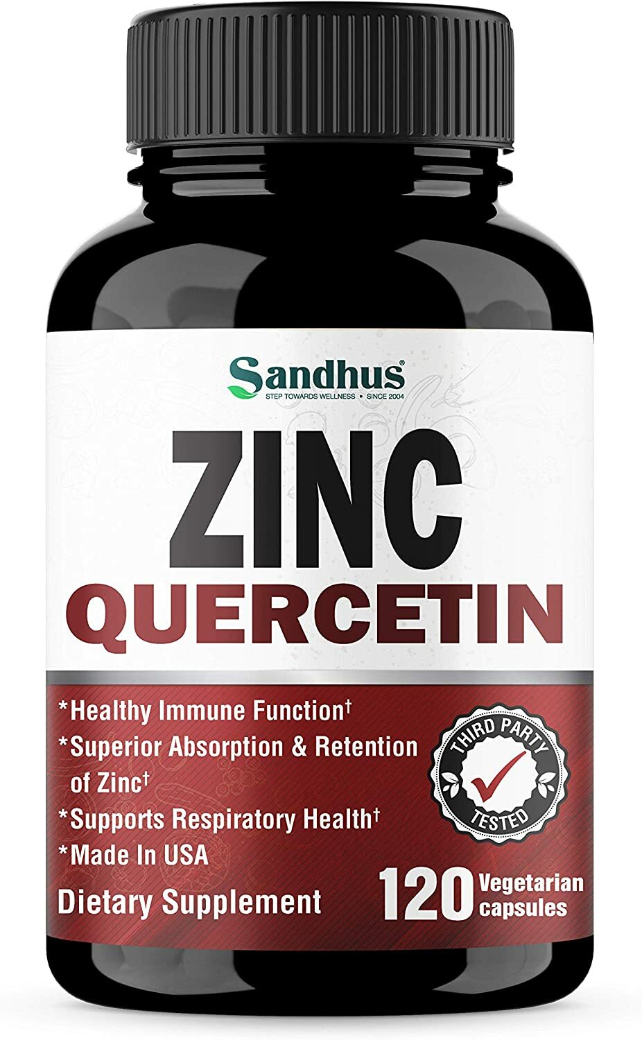 Zinc with Quercetin 120 Capsules - Best Quercetin Zinc Supplement