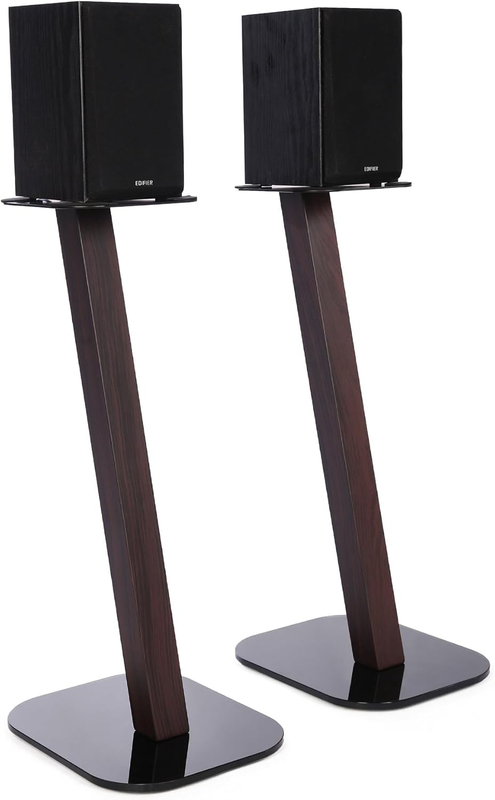 One Pair Fixed Height Universal Speaker Floor Stands - Espresso
