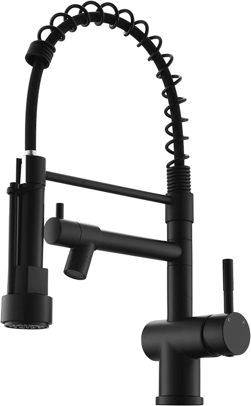 Commercial Faucet with Sprayer, VFAUOSIT Black Kitchen Faucet with Pot Filler Si