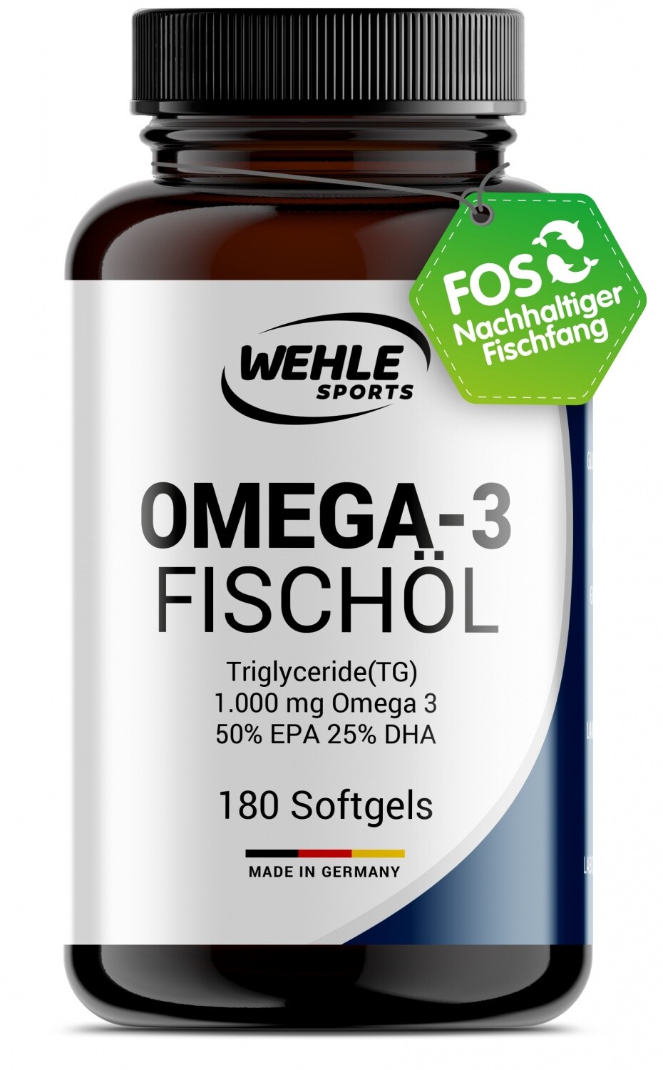 Omega 3 Kapseln 1000mg hochdosiert Tryglyceride 500mg EPA 250mg DHA - 180 