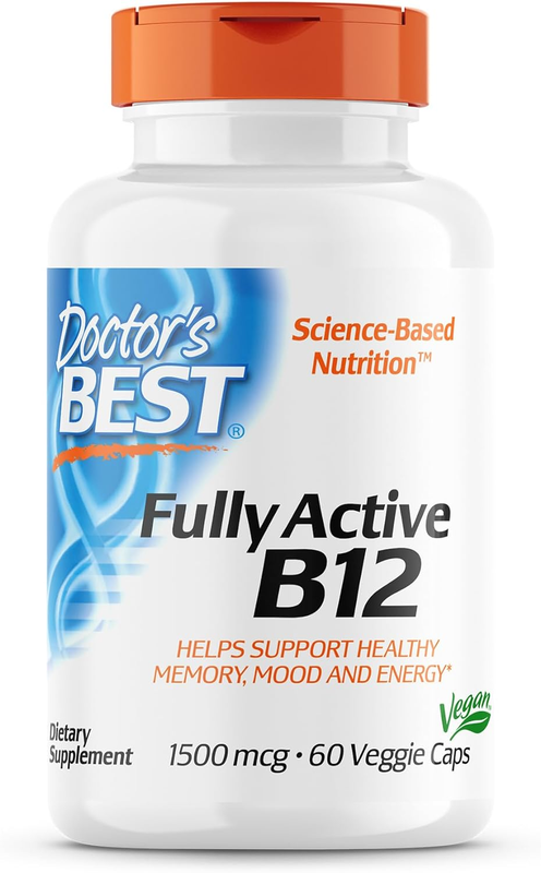 Doctor'S Best Fully Active B12 1500 Mcg, Non-Gmo, Vegan, Gluten Free, Supports H