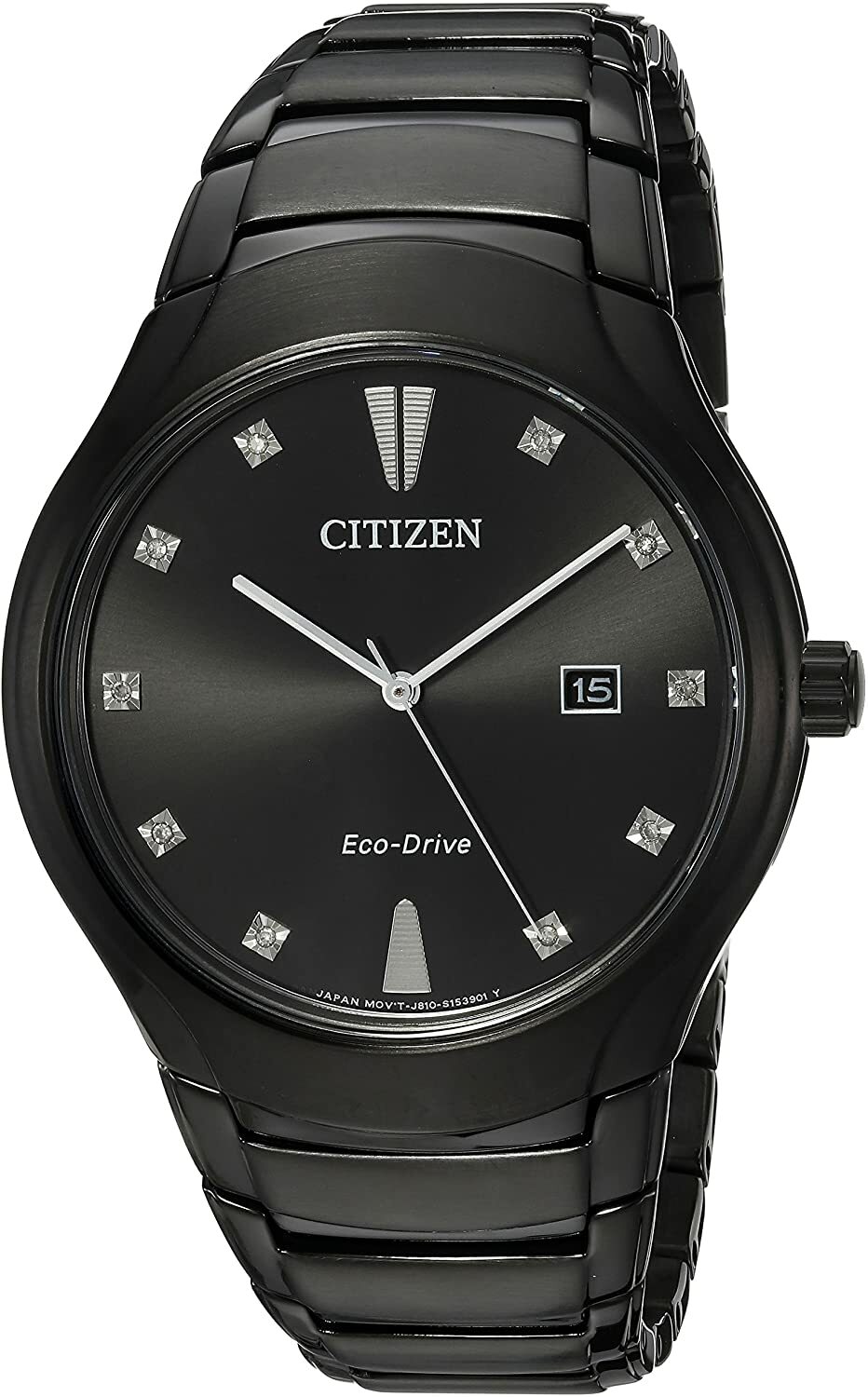 Pre-owned Citizen Eco-drive Paradigm Aw1555-56g 10 Diamonds Black Date Dial Mens Watch